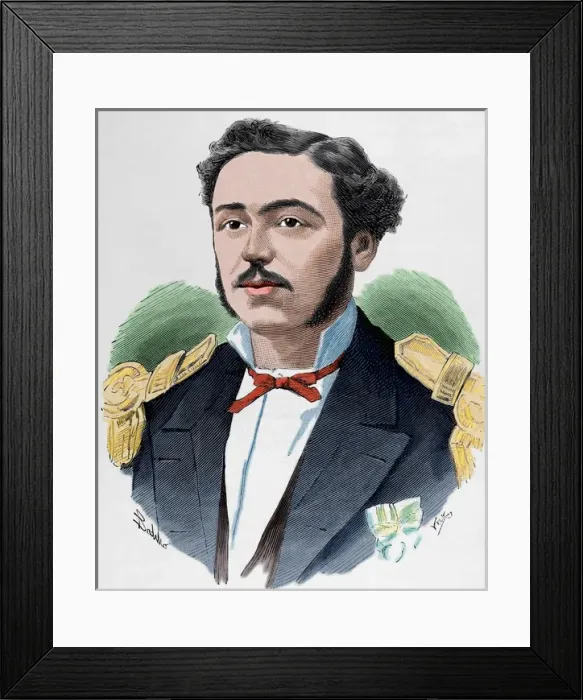 Framed Print : Carlos Condell (1843-1887). Engraving. Colored Framed Print : Carlos Condell (1843-1887). Engraving. Colored