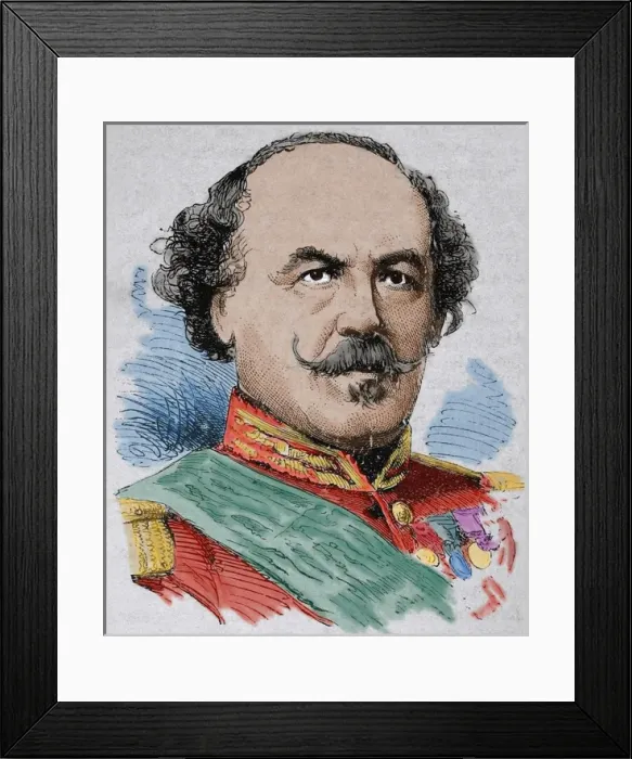 Framed Print : Francois Certain-Canrobert (1809-1895). Engraving. Colored Framed Print : Francois Certain-Canrobert (1809-1895). Engraving. Colored