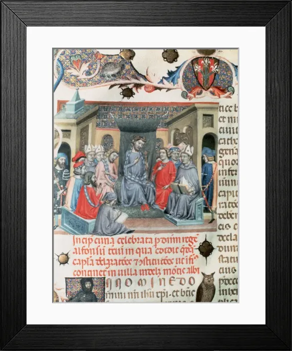 Framed Print : Folio of Codex of the Usages depicting the Catalan Parlia Framed Print : Folio of Codex of the Usages depicting the Catalan Parlia