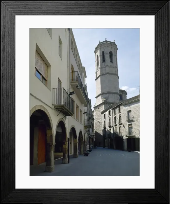 Framed Print : Spain. Tarrega. Carme street with Santa Maria del Alba Churc Framed Print : Spain. Tarrega. Carme street with Santa Maria del Alba Churc