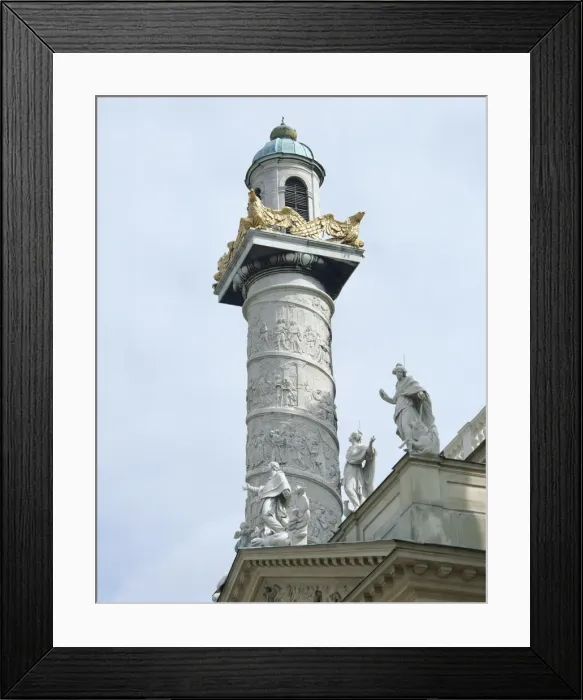 Framed Print : Left column with reliefs depicting scenes from the life of S Framed Print : Left column with reliefs depicting scenes from the life of S