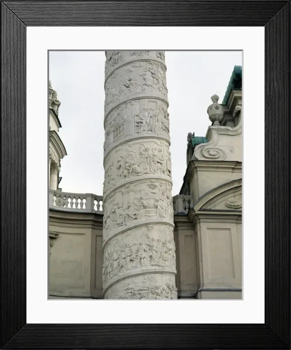Framed Print : Right column with reliefs depicting scenes from the life of Framed Print : Right column with reliefs depicting scenes from the life of