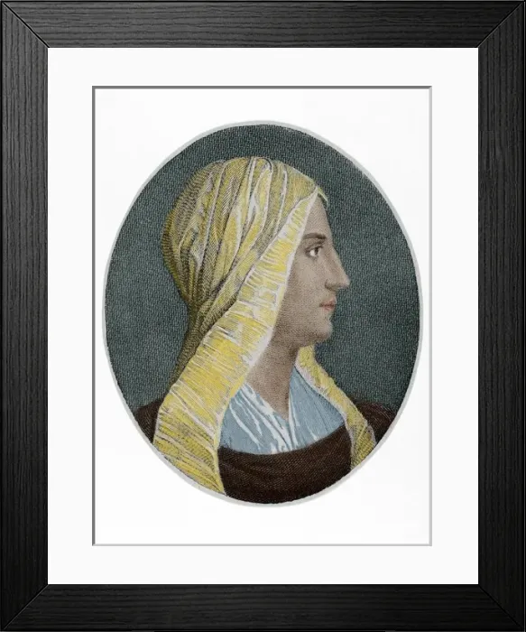 Framed Print : Vittoria Colonna (1490-1547). Engraving. Colored Framed Print : Vittoria Colonna (1490-1547). Engraving. Colored