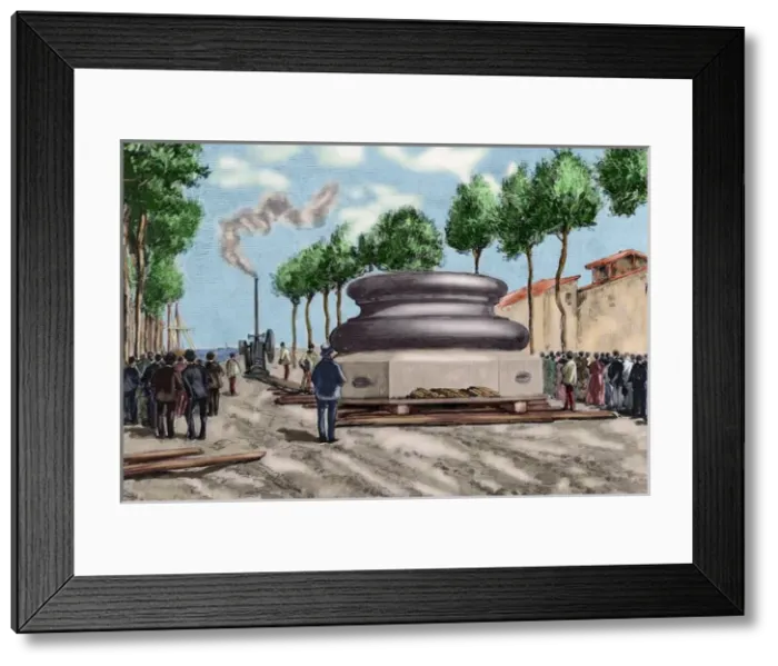 Framed Print : Spain. Barcelona. Movement of the plinth of the column to th Framed Print : Spain. Barcelona. Movement of the plinth of the column to th