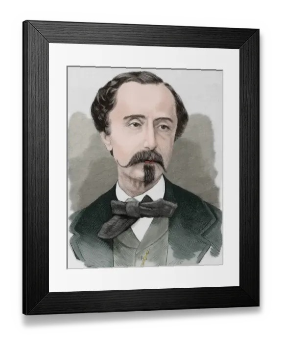 Framed Print : Leopoldo Augusto de Cueto (1815-1901). Engraving. Colored Framed Print : Leopoldo Augusto de Cueto (1815-1901). Engraving. Colored