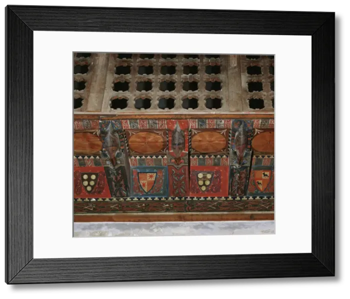 Framed Print : Chapel of Saint Roman. Paneled wooden ceiling. Detail. Spain Framed Print : Chapel of Saint Roman. Paneled wooden ceiling. Detail. Spain