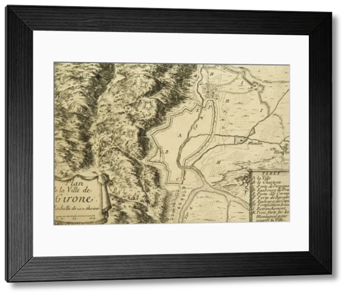 Framed Print : Spain. Catalonia. Girona. Plan of the city. 17th century Framed Print : Spain. Catalonia. Girona. Plan of the city. 17th century