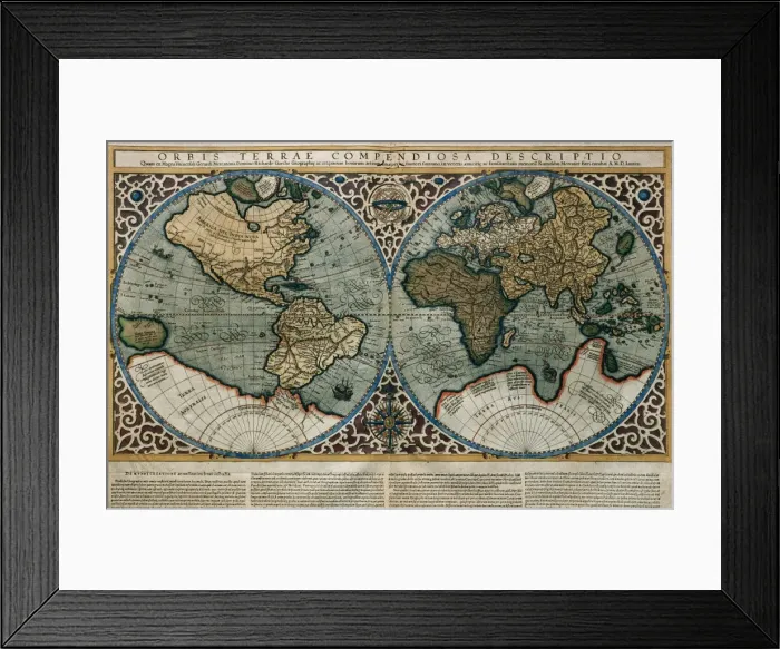 Framed Print : World Map by Rumold Mercator (1512-1594)