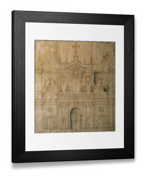 Framed Print : Exterior elevation of the facade of the Cathedral of Vallado Framed Print : Exterior elevation of the facade of the Cathedral of Vallado