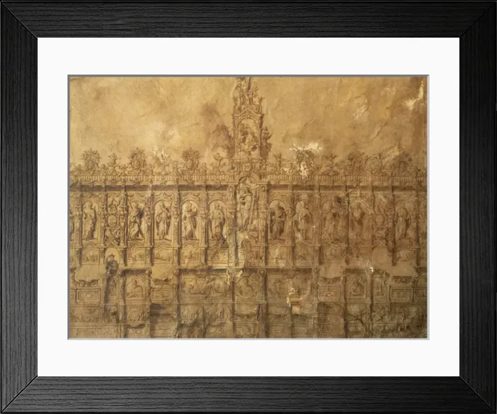 Framed Print : Drawing of choir stalls by Alberto Churriguera (1676-1740) o Framed Print : Drawing of choir stalls by Alberto Churriguera (1676-1740) o