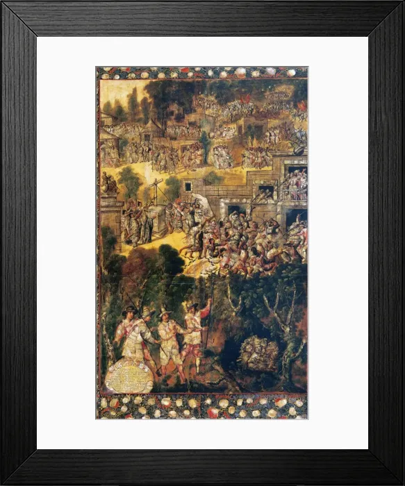 Framed Print : Conquest of Mexico. 1519. Anonimous. Table Framed Print : Conquest of Mexico. 1519. Anonimous. Table