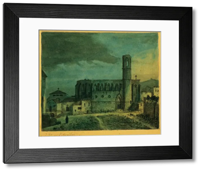 Framed Print : Spain. Barcelona. Monastery of Pedralbes. Drawing by G. Most Framed Print : Spain. Barcelona. Monastery of Pedralbes. Drawing by G. Most