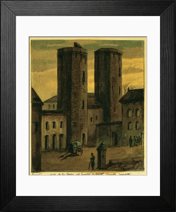 Framed Print : Spain. Barcelona. Towers of Canaletas and the entrance to th Framed Print : Spain. Barcelona. Towers of Canaletas and the entrance to th
