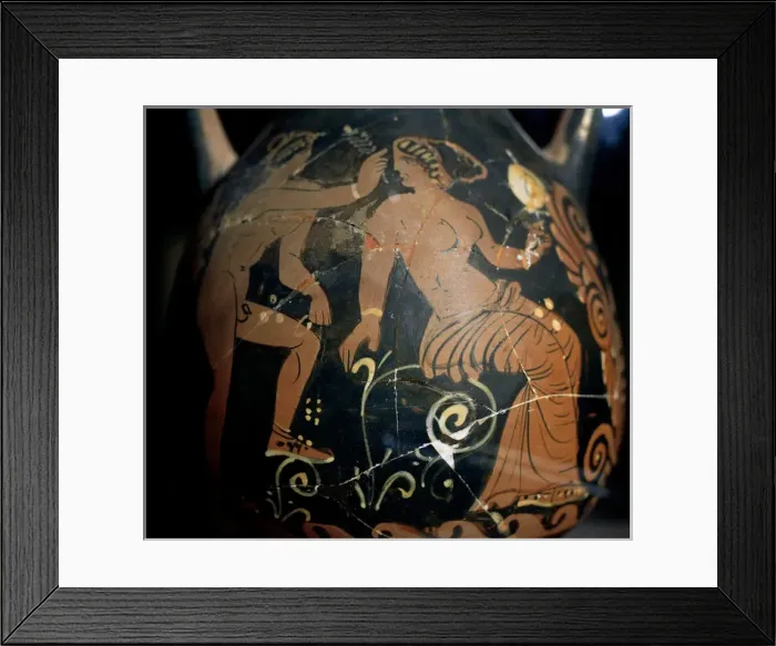 Framed Print : Couple. Red Figures. Greek pottery. 4th century BC Framed Print : Couple. Red Figures. Greek pottery. 4th century BC