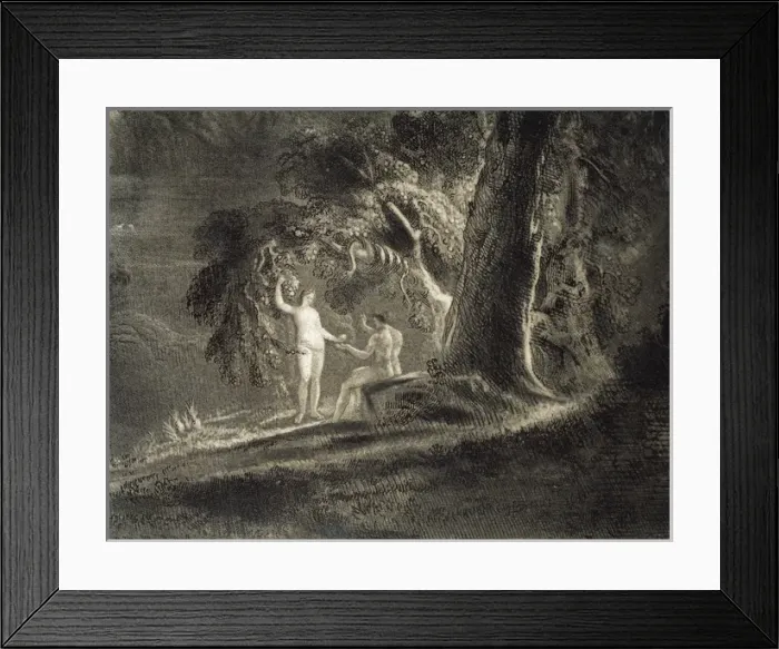 Framed Print : Eve gives Adam the forbidden fruit. Paradise Lost by John Mi Framed Print : Eve gives Adam the forbidden fruit. Paradise Lost by John Mi