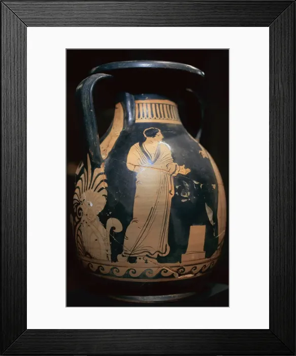 Framed Print : Man. Red Figures. Greek pottery. 4th century BC Framed Print : Man. Red Figures. Greek pottery. 4th century BC