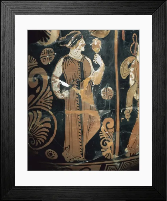 Framed Print : Hydria italote. Greek pottery. Red figures. 340-320 BC Framed Print : Hydria italote. Greek pottery. Red figures. 340-320 BC
