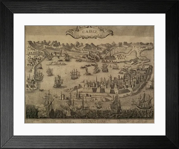 Framed Print : Spain. Cadiz. City and port. Engraving. 17th century Framed Print : Spain. Cadiz. City and port. Engraving. 17th century