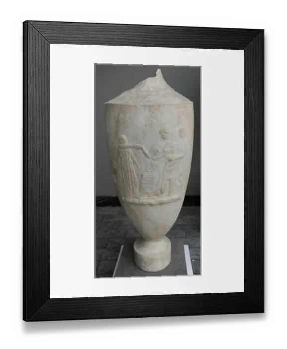 Framed Print : Lekythos with reliefs depicting a goodbye with three women Framed Print : Lekythos with reliefs depicting a goodbye with three women