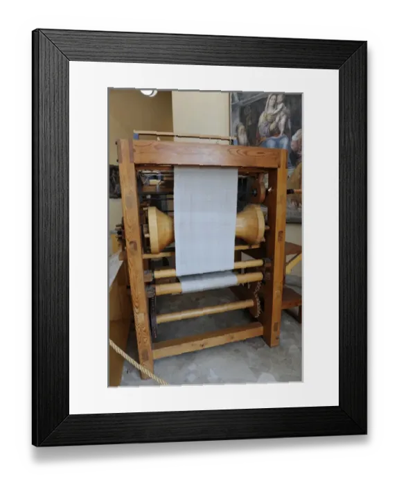 Framed Print : Study of Leonardo da Vinci. Mechanical loom. 15th century Framed Print : Study of Leonardo da Vinci. Mechanical loom. 15th century