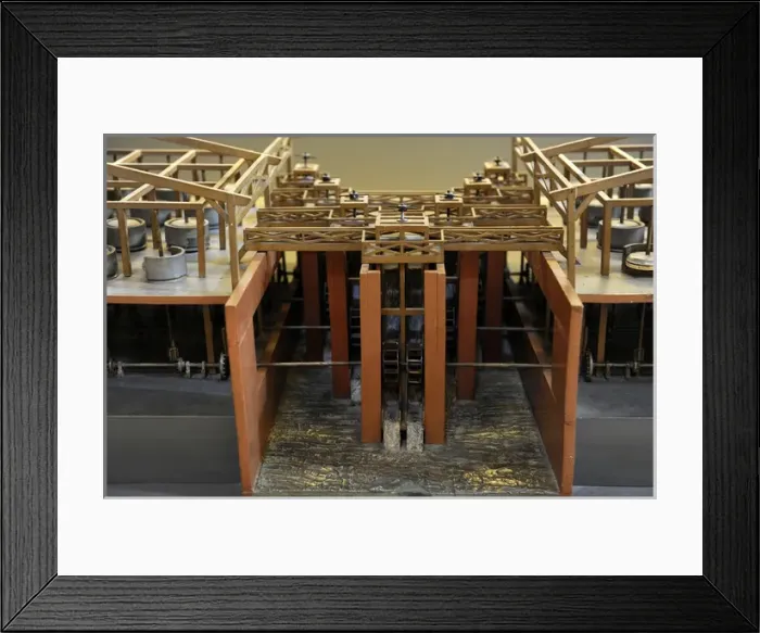 Framed Print : Study of Leonardo da Vinci. Multiple cylinder mill. Model Framed Print : Study of Leonardo da Vinci. Multiple cylinder mill. Model