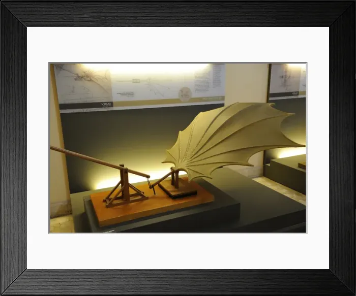 Framed Print : Beating wing. Study by Leonardo da Vinci. Model by Mario Alb Framed Print : Beating wing. Study by Leonardo da Vinci. Model by Mario Alb