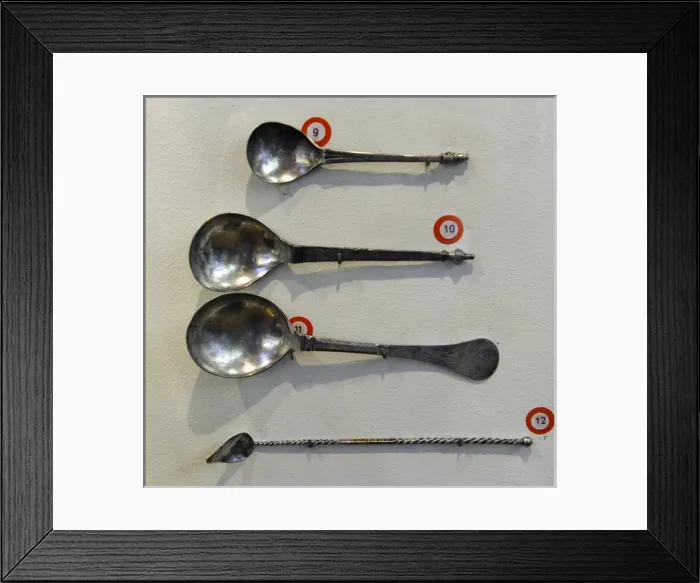Framed Print : Spoons and spatula (silver). Museum of History and Navigatio Framed Print : Spoons and spatula (silver). Museum of History and Navigatio