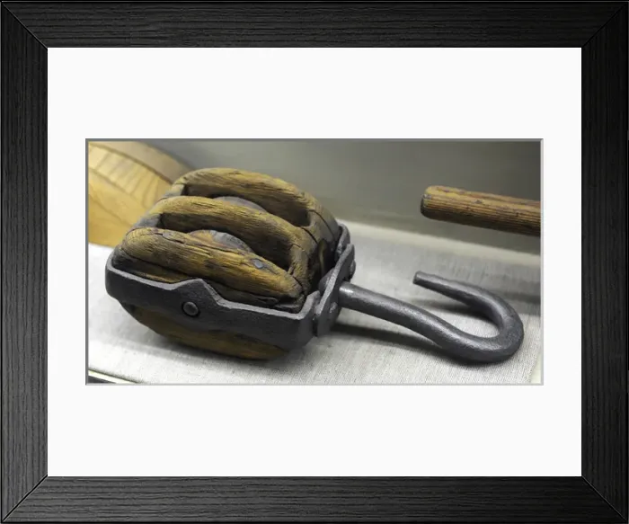 Framed Print : Pulley. Late 19th century. Museum of History and Navigation Framed Print : Pulley. Late 19th century. Museum of History and Navigation