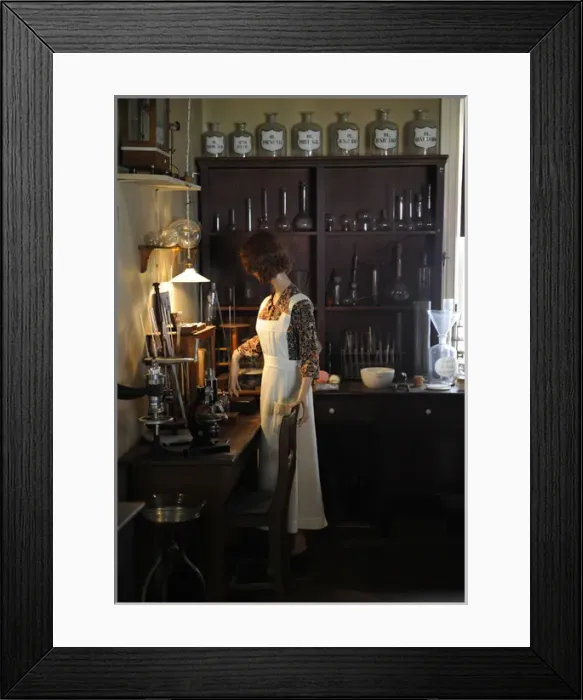 Framed Print : Old pharmacy. Reproduction of an ancient laboratory. Pharmac Framed Print : Old pharmacy. Reproduction of an ancient laboratory. Pharmac
