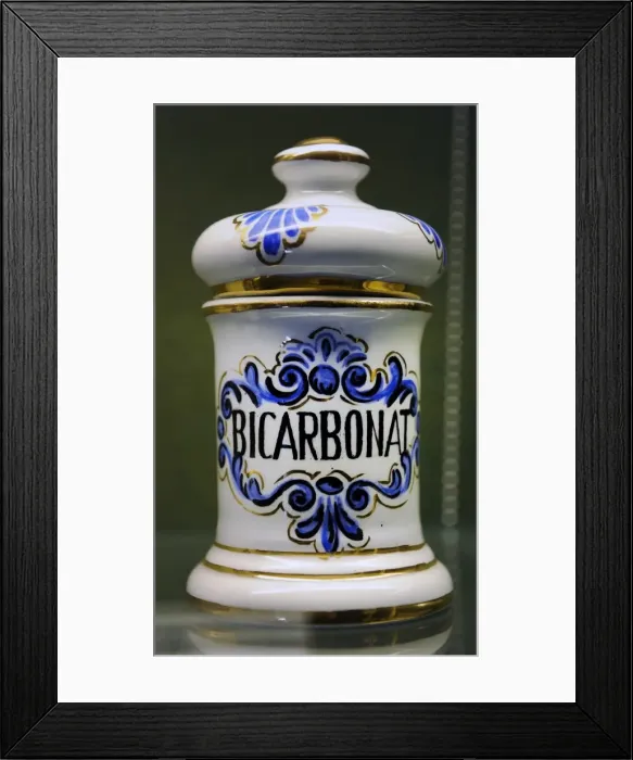 Framed Print : Pharmaceutical jars for storing Aspirina and Bicarbonat Framed Print : Pharmaceutical jars for storing Aspirina and Bicarbonat