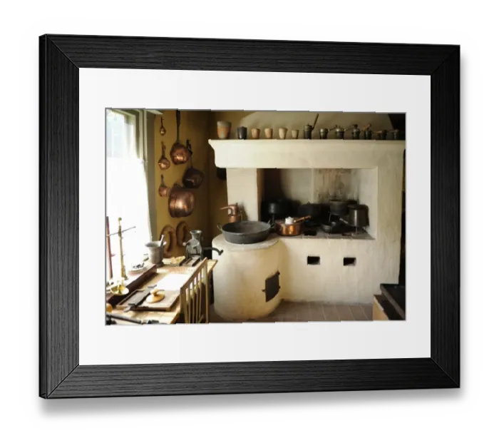 Framed Print : Detail of a fireplace, used for the preparation of the pharm Framed Print : Detail of a fireplace, used for the preparation of the pharm