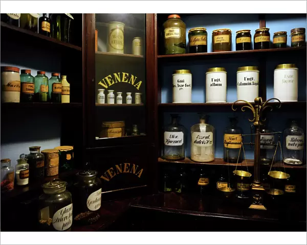 Old pharmacy. Reproduction of an ancient laboratory. Pharmac