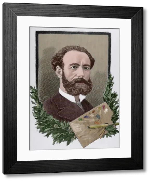Framed Print : Jose Maria Casado del Alisal (1832-1886). Engraving. Colored Framed Print : Jose Maria Casado del Alisal (1832-1886). Engraving. Colored