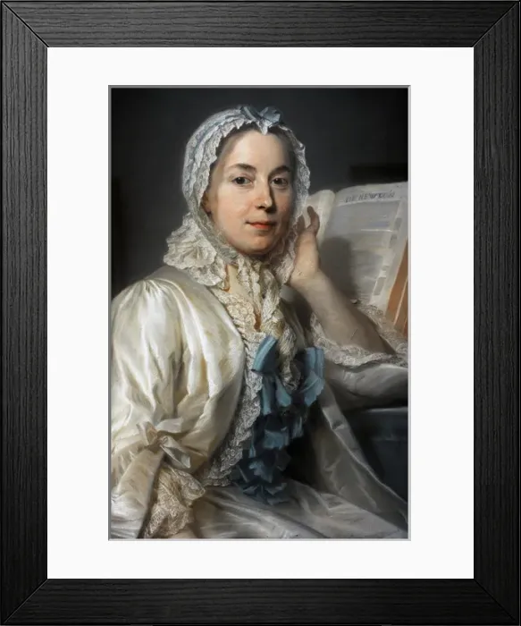 Framed Print : Madame Ferrand meditating on Newton, 1753, by Maurice Quenti Framed Print : Madame Ferrand meditating on Newton, 1753, by Maurice Quenti