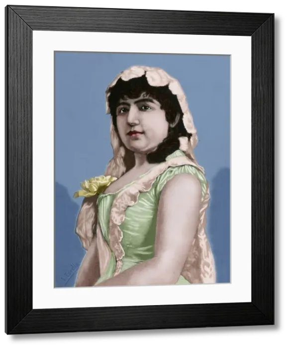 Framed Print : Francisca Copca. Engraving. Colored Framed Print : Francisca Copca. Engraving. Colored