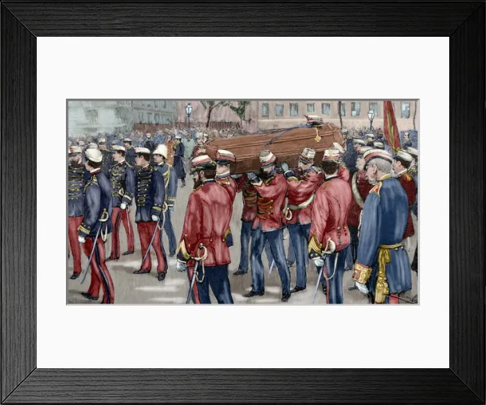 Framed Print : Burial of General Manuel Cassola Fern?ndez (1838-1890). Eng Framed Print : Burial of General Manuel Cassola Fern?ndez (1838-1890). Eng