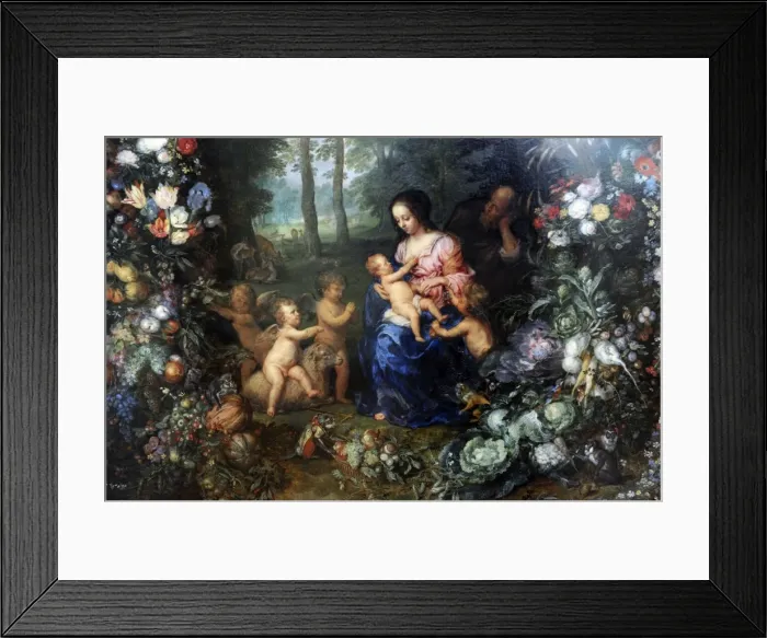 Framed Print : Holy Family on a garland of flowers and fruits, ca. 1620, by Framed Print : Holy Family on a garland of flowers and fruits, ca. 1620, by