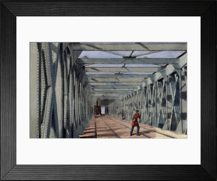Framed Print : Construction of the railway. Engraving, 1860. Colored Framed Print : Construction of the railway. Engraving, 1860. Colored