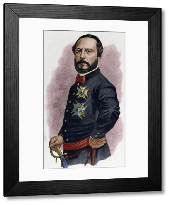 Framed Print : Juan Prim (1814-1870). Engraving. Colored Framed Print : Juan Prim (1814-1870). Engraving. Colored