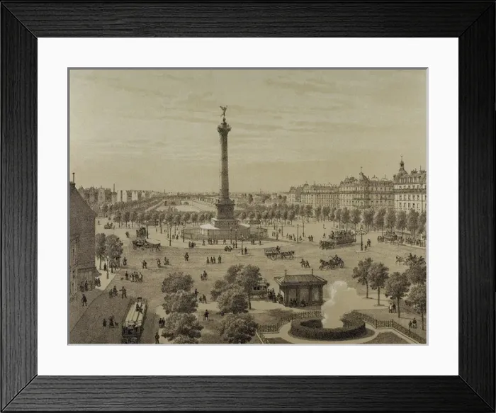 Framed Print : France. Paris. Place de la Bastille and the July Column, 187 Framed Print : France. Paris. Place de la Bastille and the July Column, 187