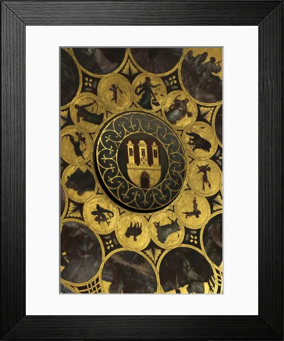 Framed Print : The Prague Astronomical Clock. The calendar by Czech painter Framed Print : The Prague Astronomical Clock. The calendar by Czech painter