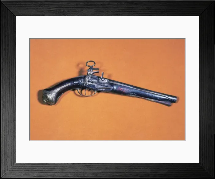 Framed Print : Pistol of flint stone. 18th century. Spain Framed Print : Pistol of flint stone. 18th century. Spain
