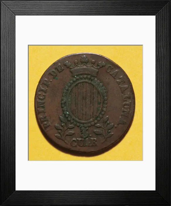 Framed Print : Three quarters. Copper. Barcelona, A?a?A?a?1846. Spain Framed Print : Three quarters. Copper. Barcelona, A?a?A?a?1846. Spain