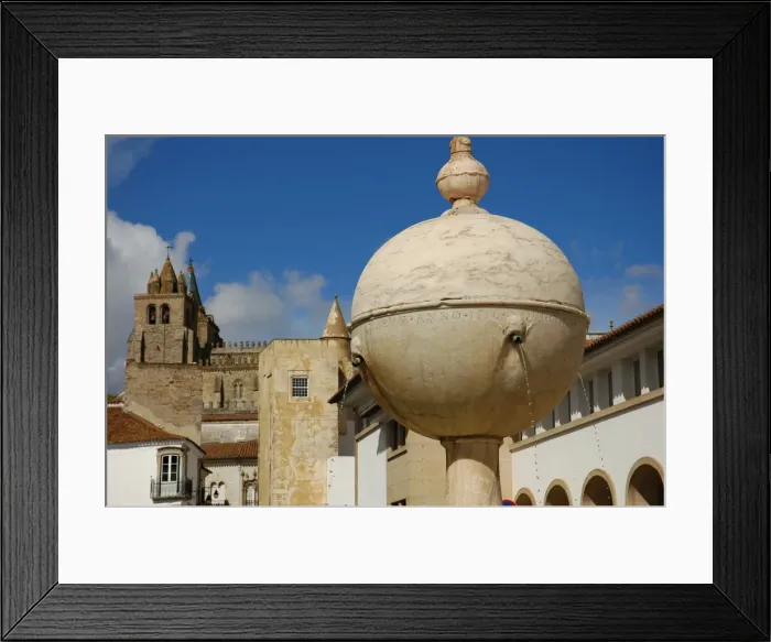 Framed Print : Portugal. Evora. Renaissance fountain (1556) in Largo das P Framed Print : Portugal. Evora. Renaissance fountain (1556) in Largo das P
