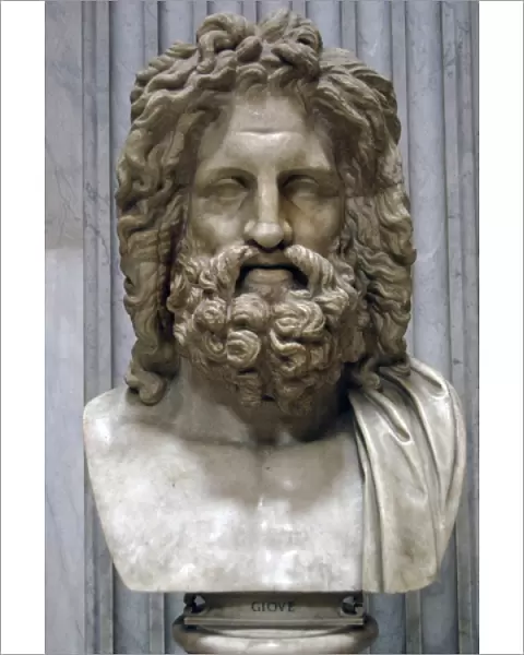 Greek Mythology. Zeus of Otricoli. Marble bust. Roman copy a
