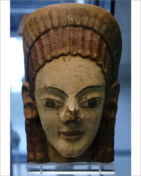 Etruscan Art. Italy. Antefix as a womans head. C. 500 B. C