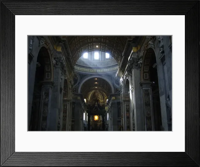 Framed Print : St. Peters Basilica. Madernos nave and the altar with Bern Framed Print : St. Peters Basilica. Madernos nave and the altar with Bern