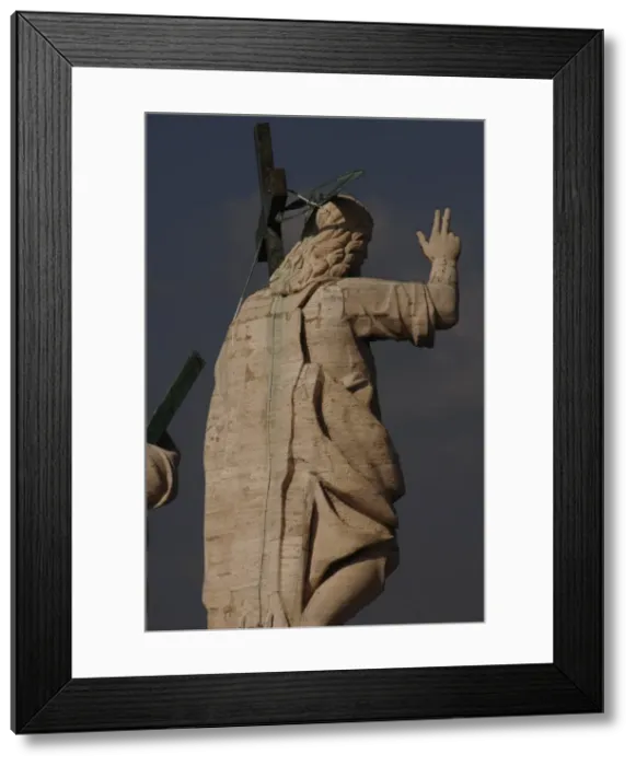 Framed Print : Statue of Jesus on the roof of St. Peters Basilica. Vatica Framed Print : Statue of Jesus on the roof of St. Peters Basilica. Vatica
