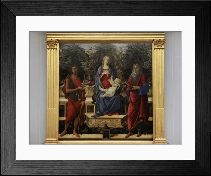 Framed Print : Enthroned Maria with Child with John the Baptist and John th Framed Print : Enthroned Maria with Child with John the Baptist and John th