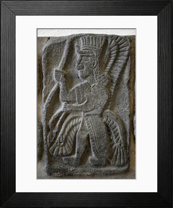Framed Print : Halaf culture. (ca 6000-5300 BC). Syria. Orthostat. Winged g Framed Print : Halaf culture. (ca 6000-5300 BC). Syria. Orthostat. Winged g